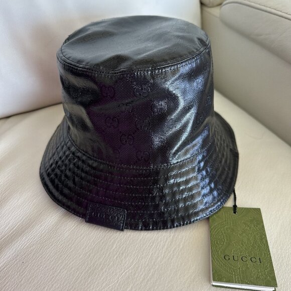 NWT GUCCI GG MONOGRAM LOGO BUCKET HAT MADE IN ITALY 760144 SZ XXL BLACK LOGO - Picture 4 of 9